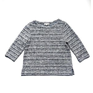 LOFT Space Dye Neutral Multicolor Striped Knit Sweater